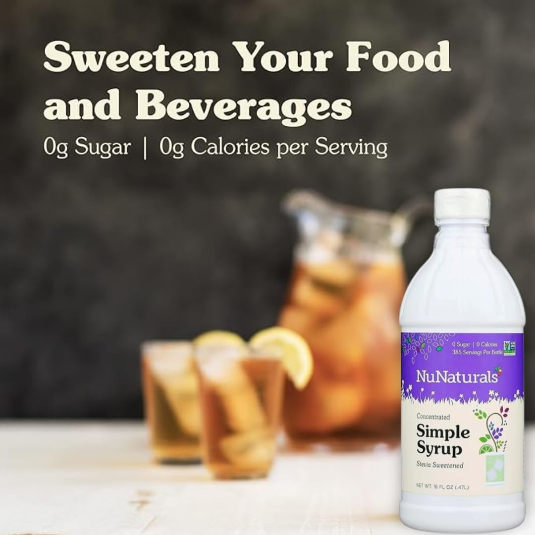 NuNaturals Stevia Simple Syrup gluten-free-vegan suitable for plant-based diets.