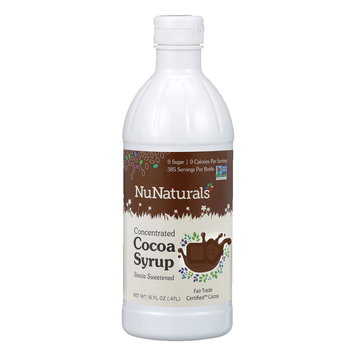 NuNaturals Stevia Syrup bottle pour delivering zero-calorie sweetness for beverages.