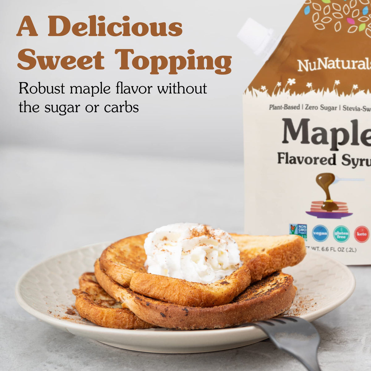 NuNaturals Stevia Syrup in a coffee latte adds sweetness without sugar