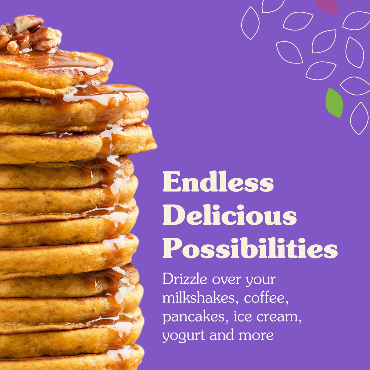 NuNaturals Stevia Syrup pancake and waffle drizzle for flavor without sugar.