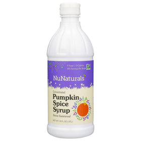 NuNaturals Stevia Syrup Pumpkin Spice bottle adds a keto-friendly zero-calorie flavor.