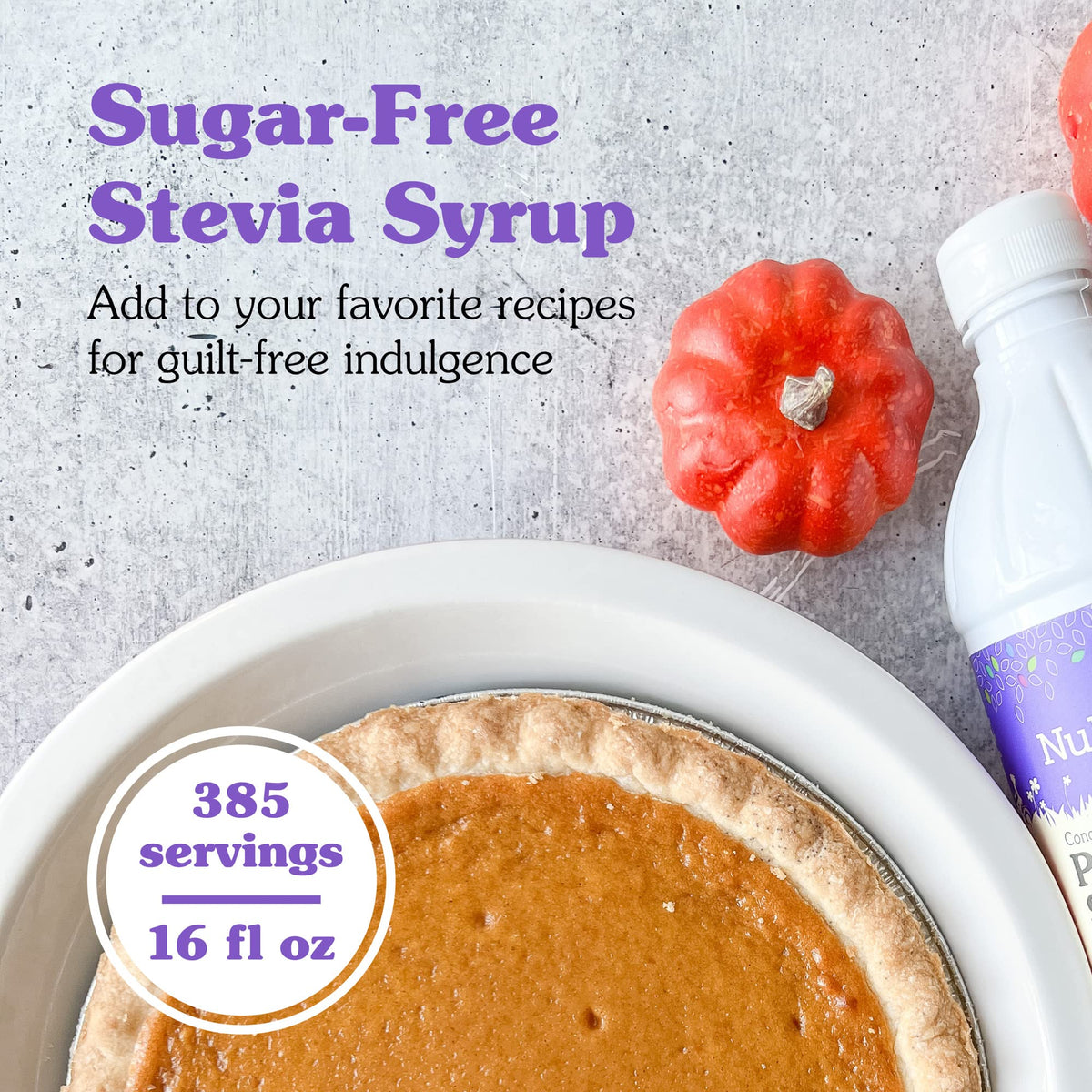 Pourable NuNaturals Stevia Syrup Pumpkin Spice enhances sugar-free beverages at home.