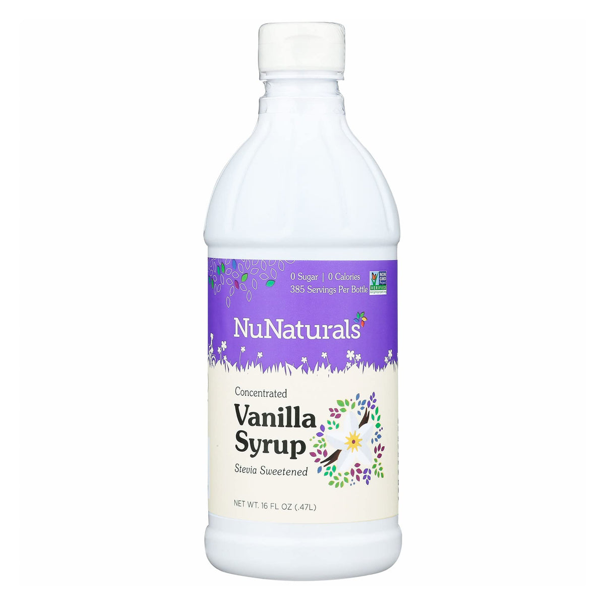 NuNaturals Stevia Syrup vanilla bottle: zero-calorie sweetness for everyday use