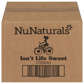 NuNaturals white stevia packets packaging showing zero calorie sweetness for on the go