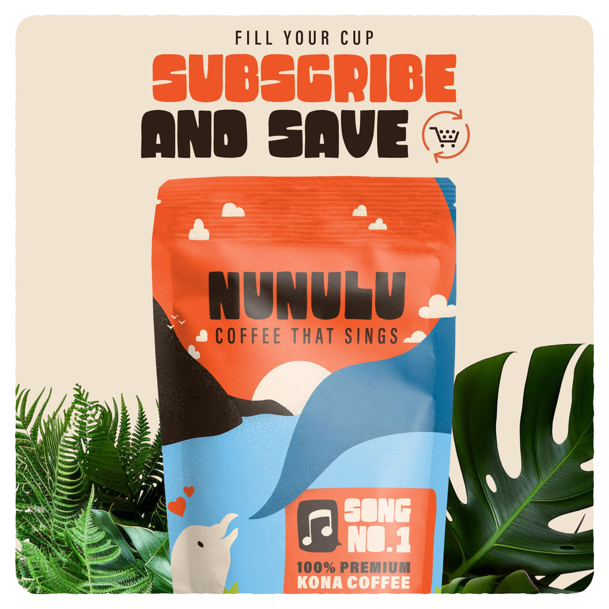 Nunulu Coffee That Sings morning-routine visual suggests premium Kona experience at home.