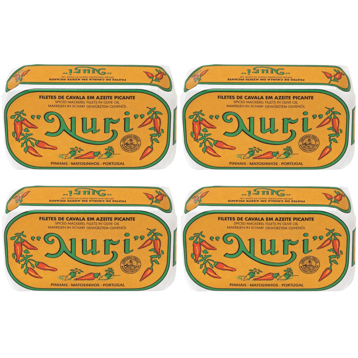 Nuri mackerel fillets in olive oil can front shows premium, ready-to-enjoy protein.