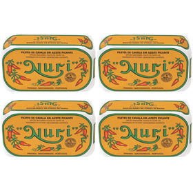 Nuri mackerel fillets in olive oil can front shows premium, ready-to-enjoy protein.