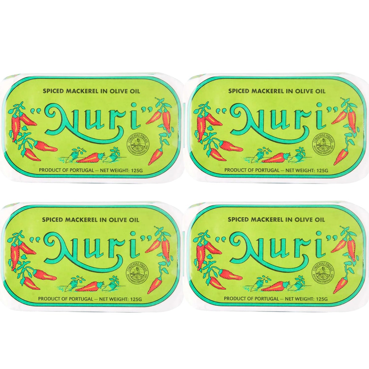 Nuri Mackerel Spiced in Olive Oil can with cucumber and chili; protein-rich ready to enjoy
