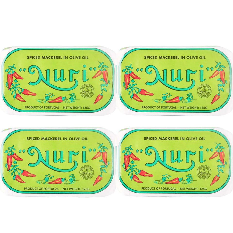 Nuri Mackerel Spiced in Olive Oil can with cucumber and chili; protein-rich ready to enjoy