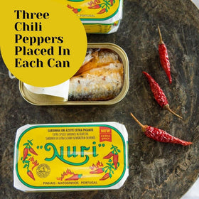 Nuri sardines in olive oil 4pack can display with bold flavor potential