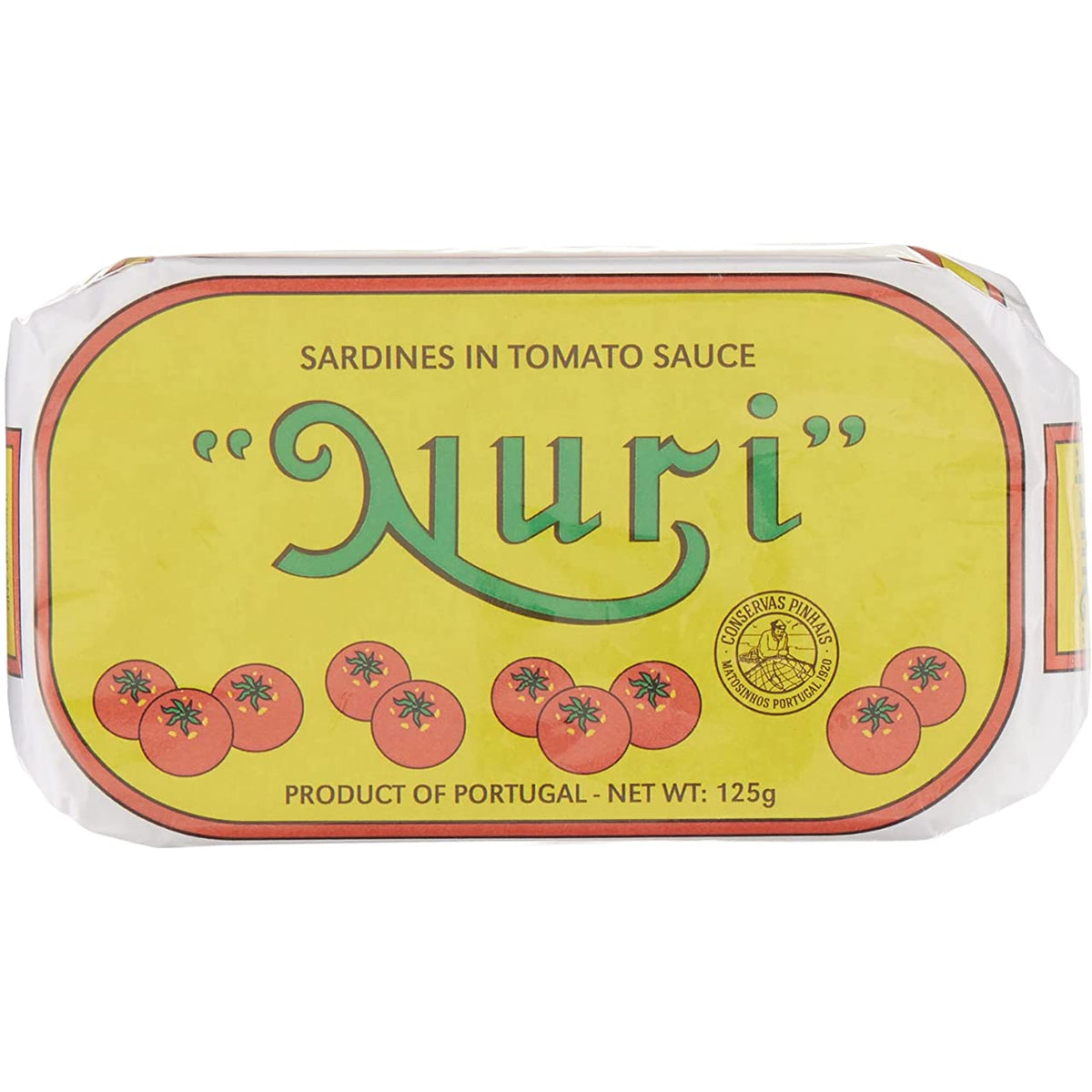 Pantry storage scene with multiple Nuri sardines tins and tomato sauce.
