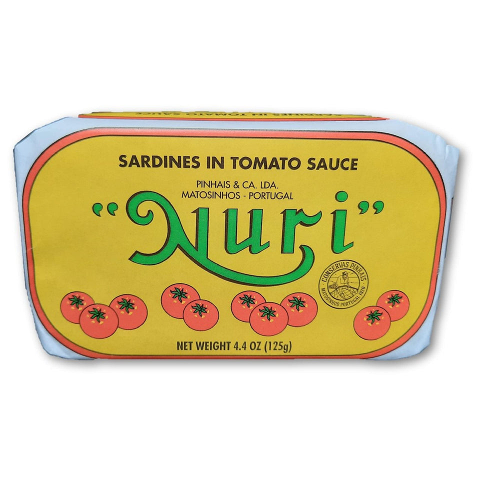 Nuri sardines two-pack in tomato sauce showcased for protein-rich meals.
