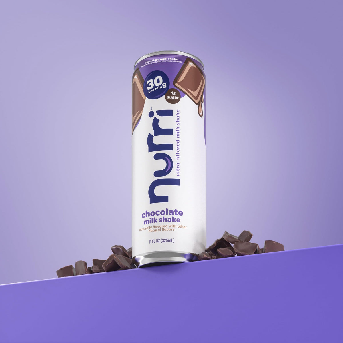 Nurri chocolate shake can, low sugar with 150 calories.