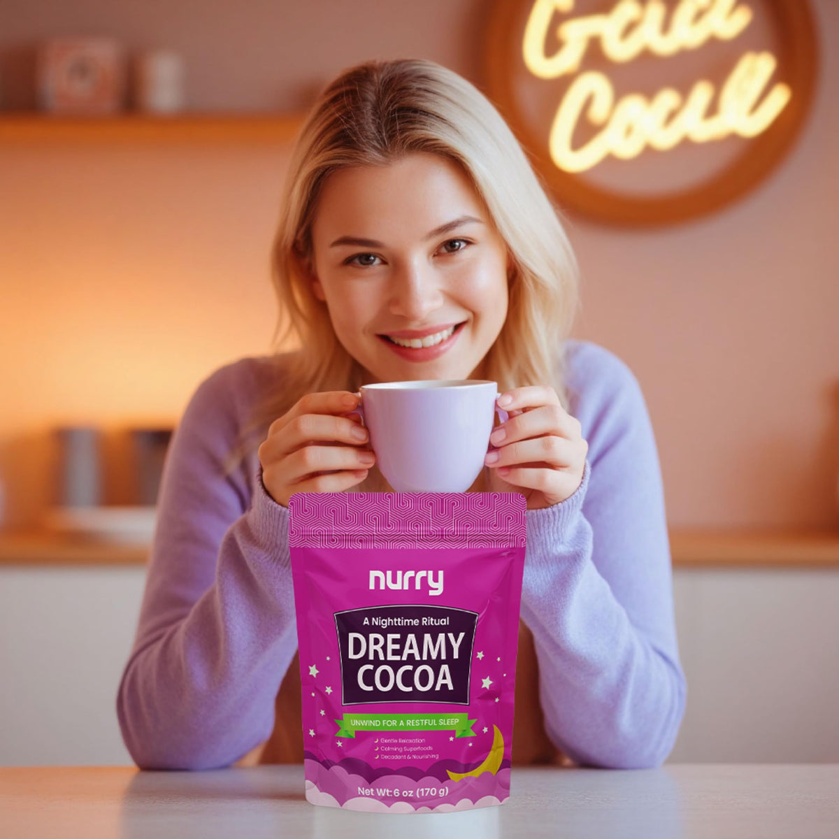 NURRY quick bedtime ritual shot ready in seconds for unwinding.