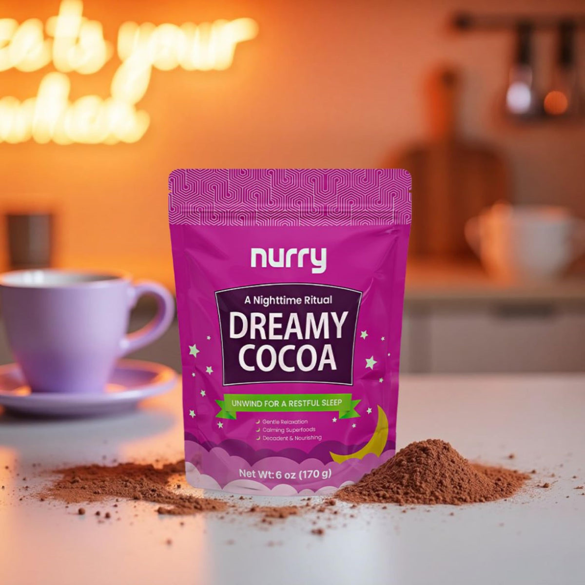 NURRY close-up of sugar-free claim emphasizing keto and vegan-friendly formulation.