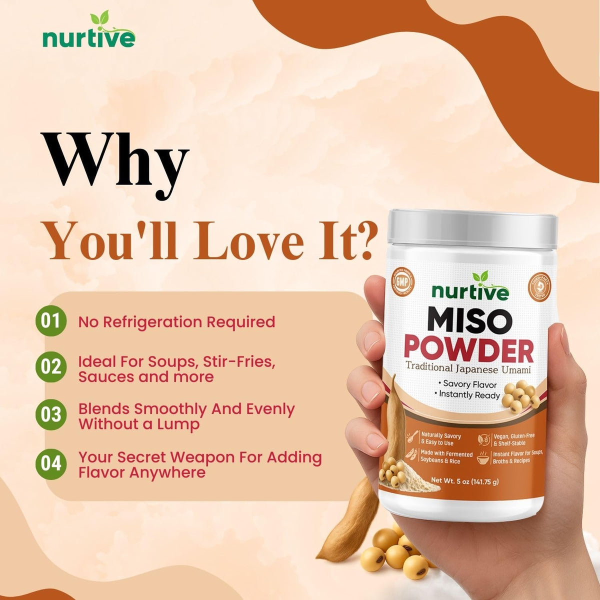 Nurtive Miso Powder stirred into a stir-fry for savory depth