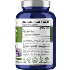 NusaPure Skullcap label shows organic and vegan certifications for clean use.
