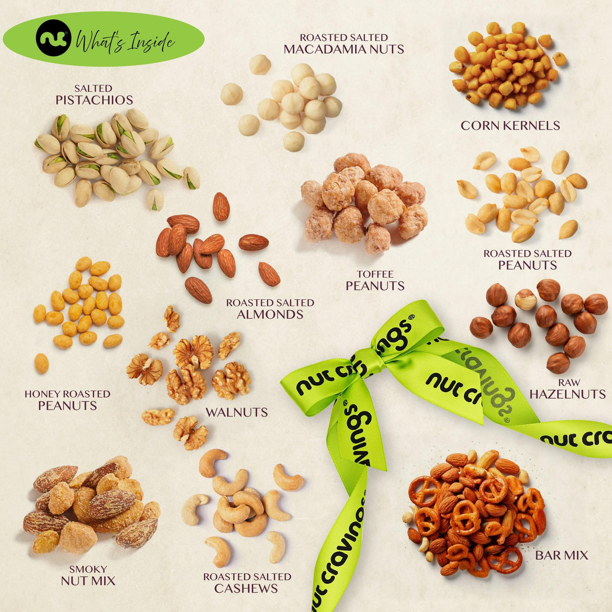 Nut Cravings bar pretzel mix closeup illustrating diverse snack options.