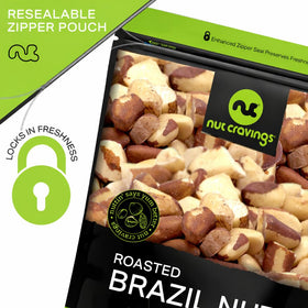 Nut Cravings Brazil Nuts hand-picked by farmers, premium quality visible in the texture.
