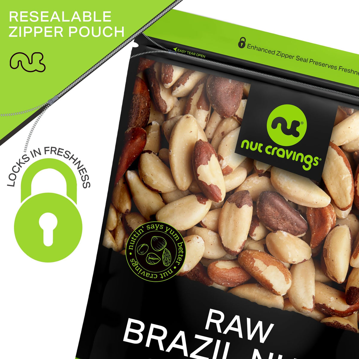 Nut Cravings Brazil nuts hand-picked for superior quality.