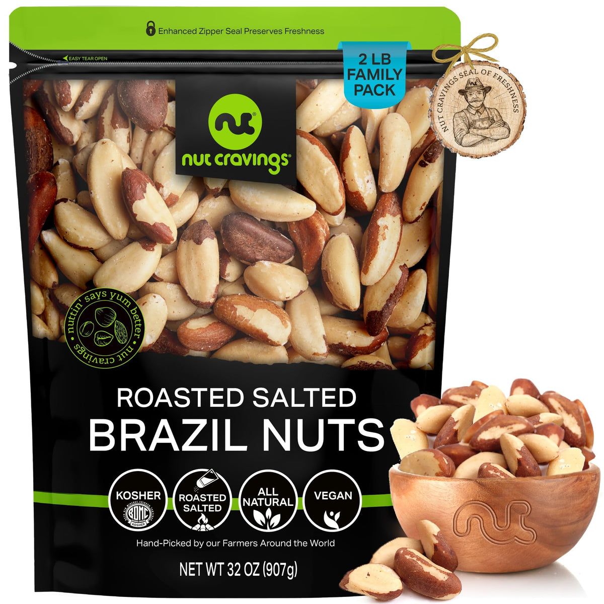 Nut Cravings Brazil nuts roasted and salted, ready for bulk snacking.