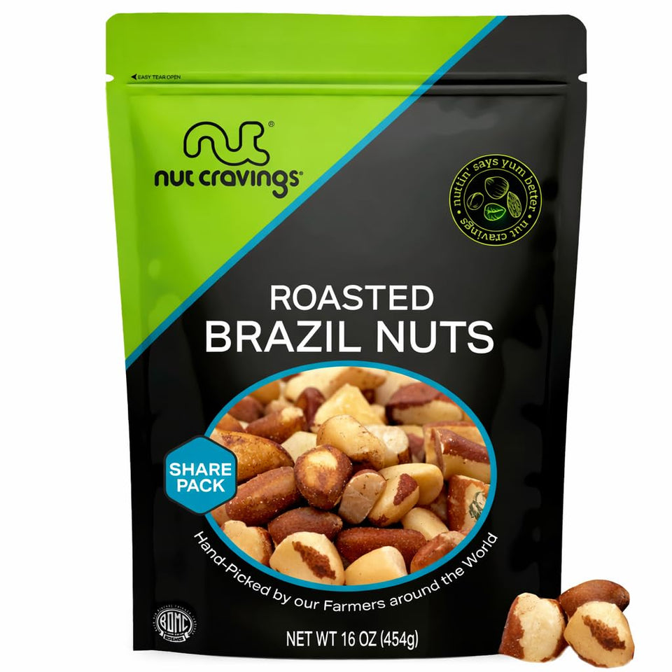 Nut Cravings Brazil Nuts roasted unsalted, close-up for a crunchy, protein-rich snack.