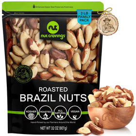 Nut Cravings Brazil nuts roasted and unsalted in a bulk bag for snacking