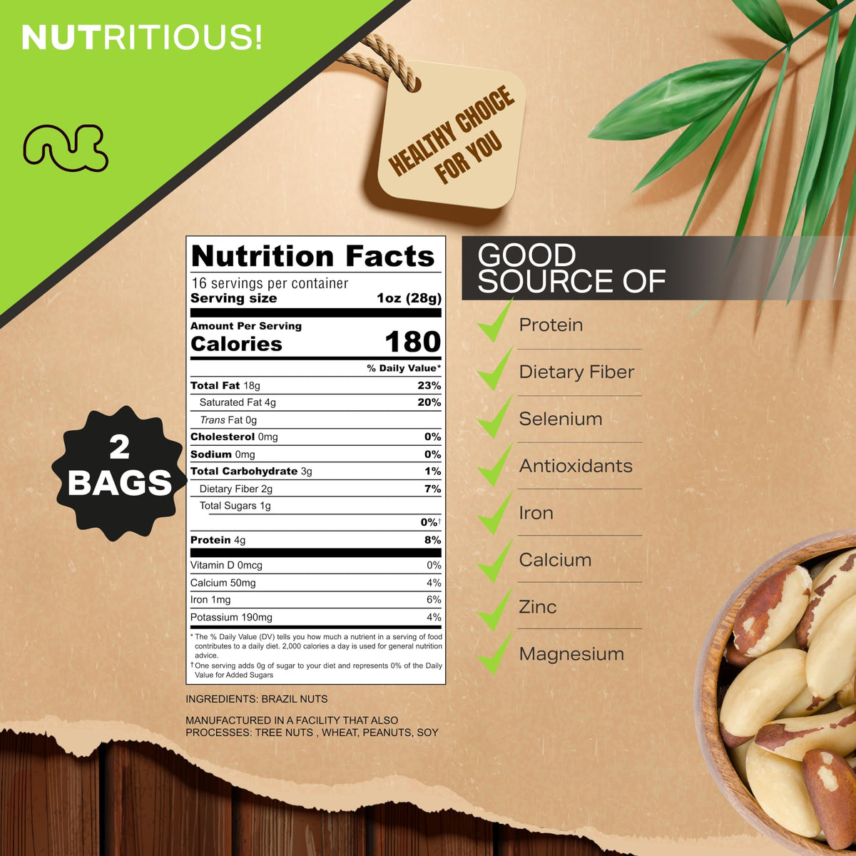 Nut Cravings Brazil nuts ready to snack on the go.