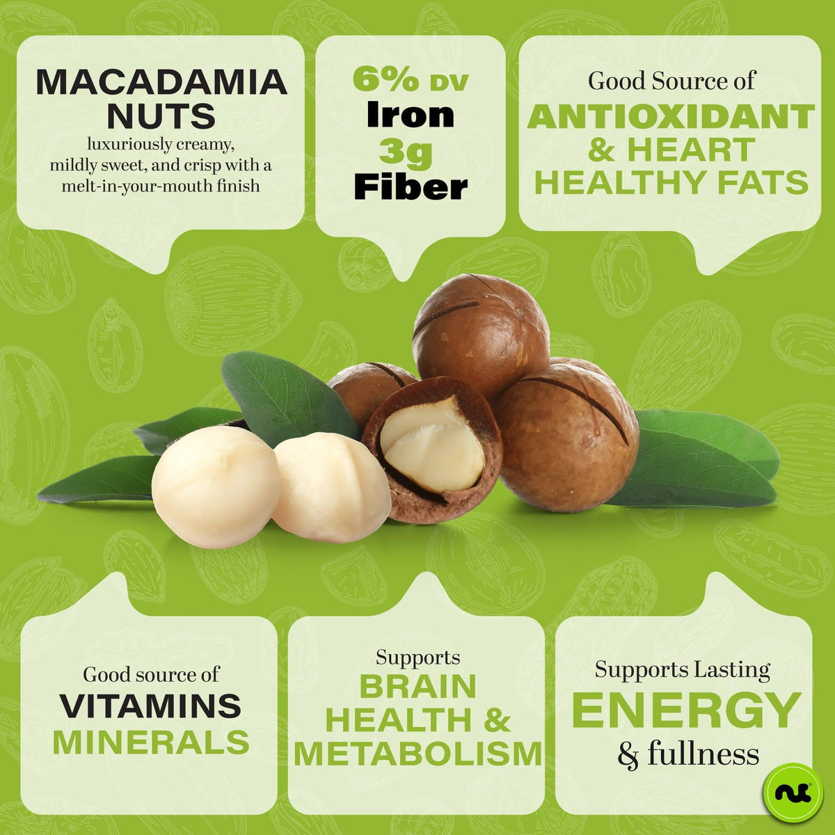 Nut Cravings bulk macadamias 2lb in resealable bag, ideal for baking