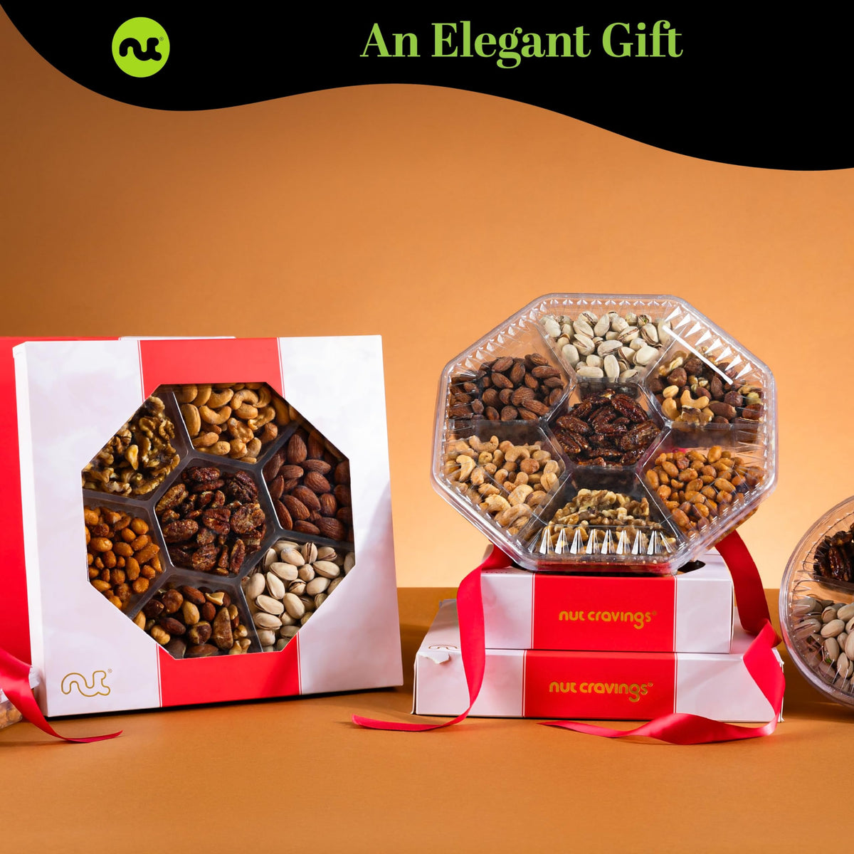 Nut Cravings cashews and nuts tray emphasizing premium texture and color