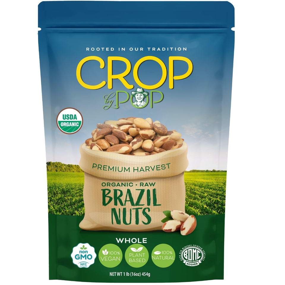 Nut Cravings Crop by Pop Brazil nuts in a resealable bag for fresh snacking.