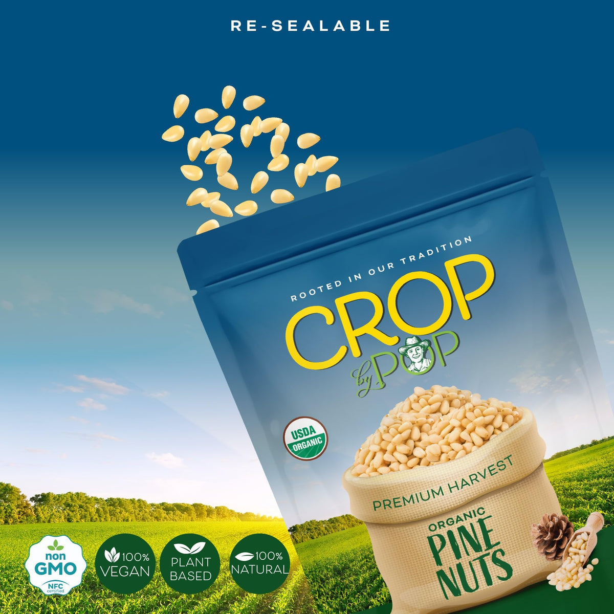 Nut Cravings Crop by Pop USDA Organic label signals quality and purity.