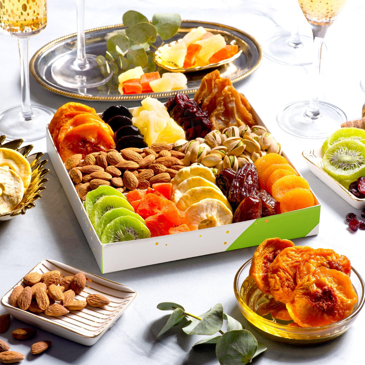 Close-up of Nut Cravings dried fruits and nuts showing colorful textures.