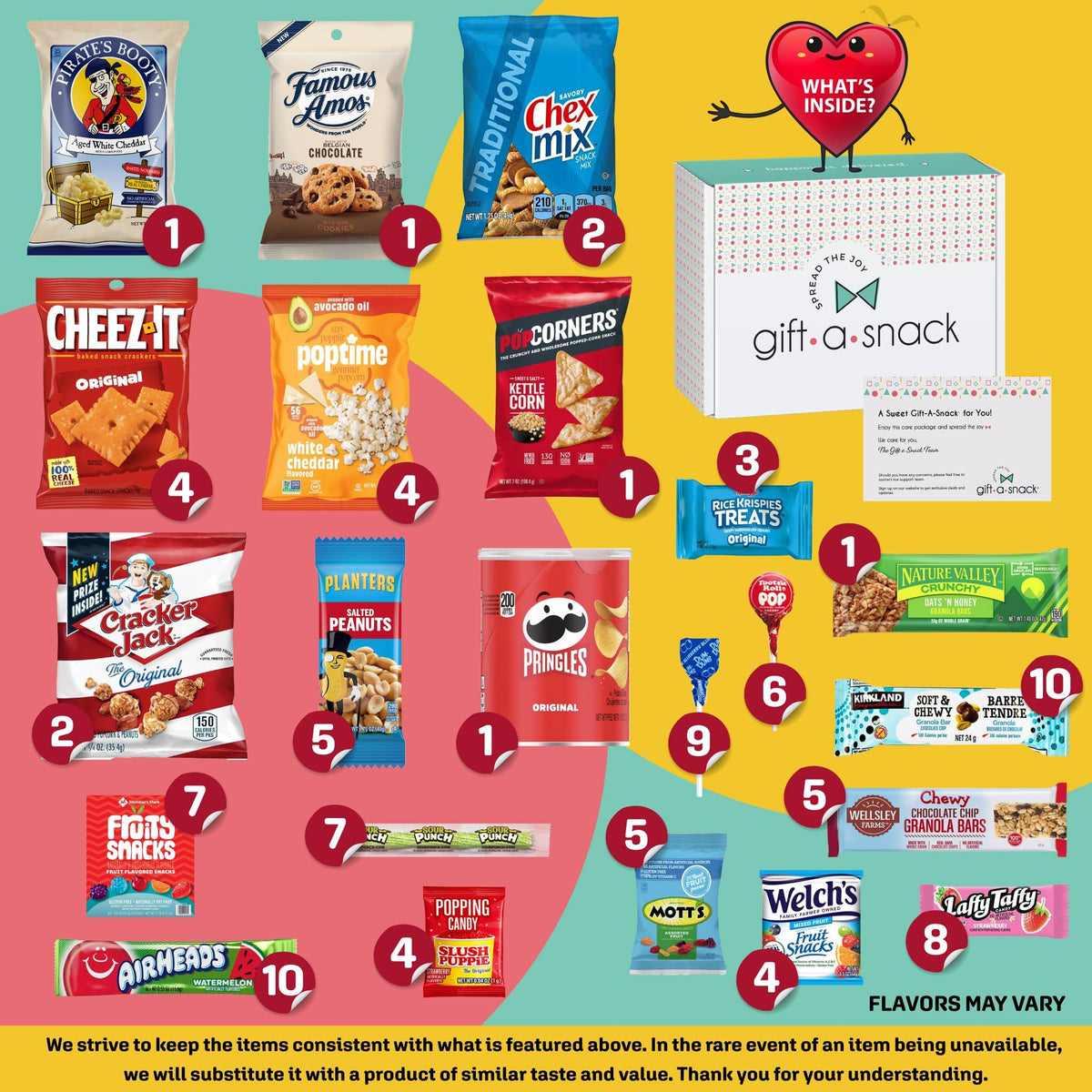 Nut Cravings Gift A Snack variety pack closeup featuring classic snacks