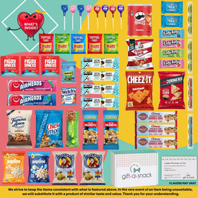 Nut Cravings Gift A Snack variety pack displays cookies, candies, and chips for every taste.