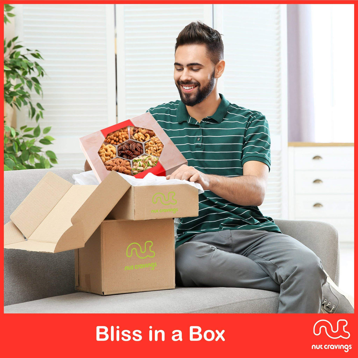 Nut Cravings gift note option visible at checkout for personalization.
