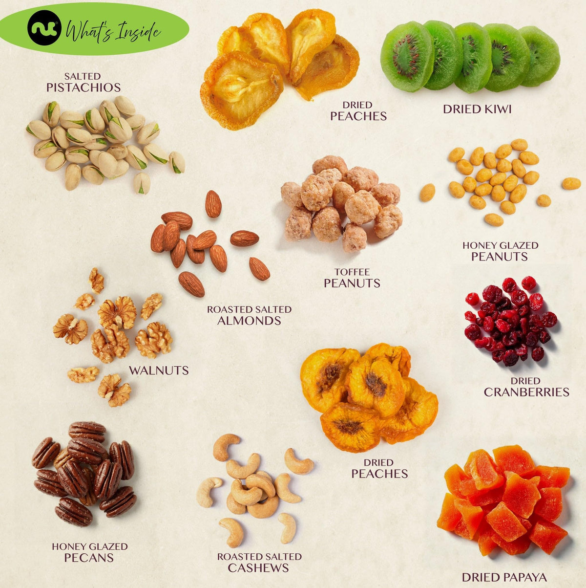 Nut Cravings gourmet nuts and dried fruits offer varied textures and flavors.