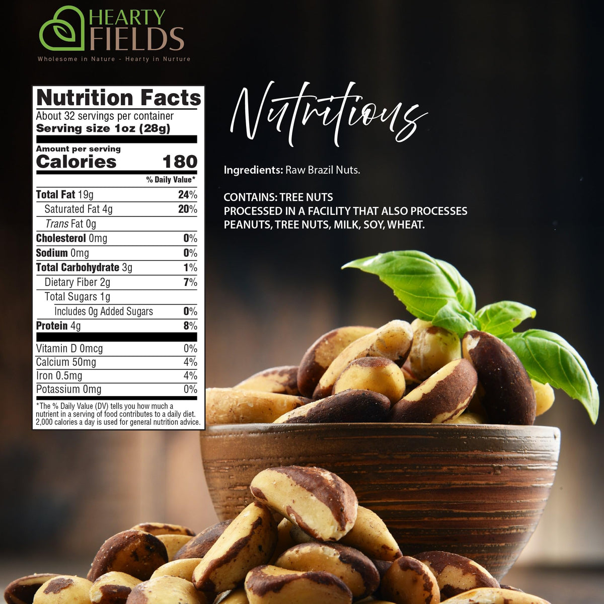 Nut Cravings Hearty Fields Brazil nuts in a bowl, ideal keto and paleo snack.