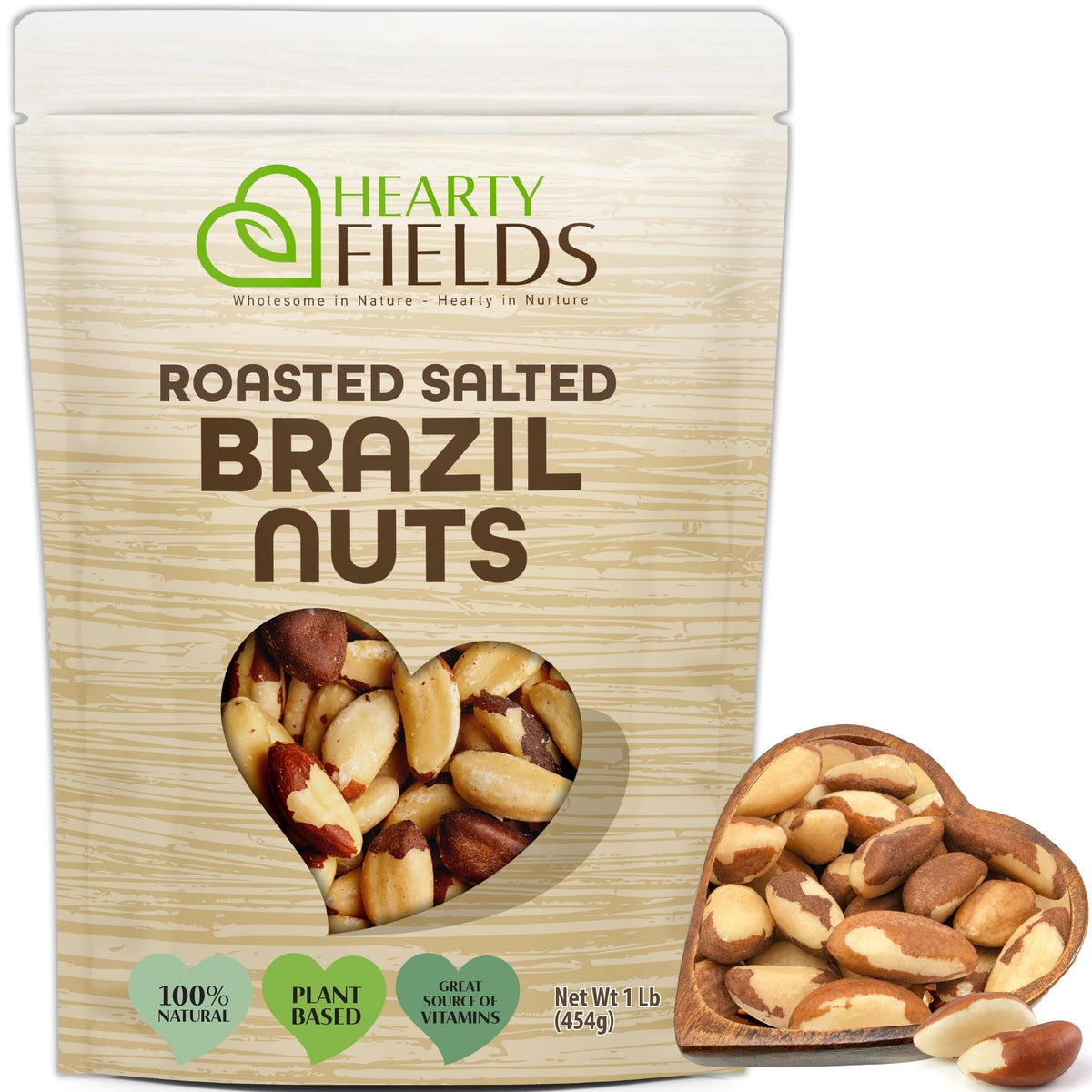Nut Cravings Hearty Fields Brazil Nuts roasted and salted, no shell, protein-packed snack.