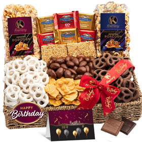 Nut Cravings Kremery birthday basket, gourmet treats for celebrations.