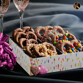 Kremery Creamy Chocolate Cravings box open showing four compartments for easy sharing.