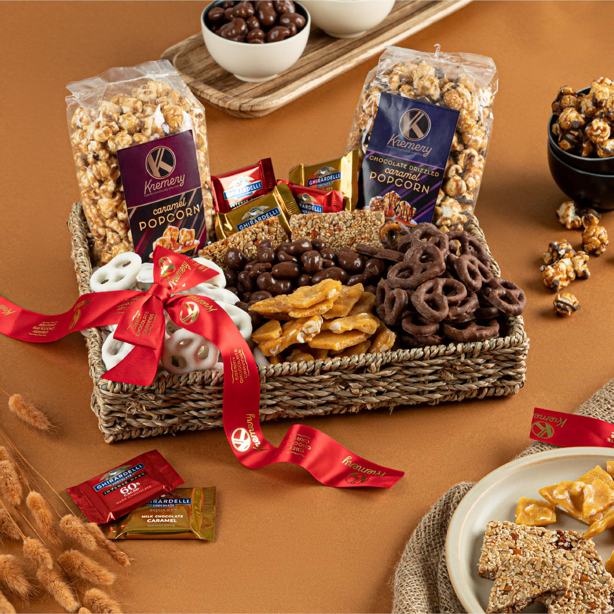 Nut Cravings KREMERY chocolate drizzle caramel popcorn, crave-worthy crunch