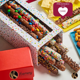 Nut Cravings KREMERY colorful sprinkles topping on pretzels for celebration