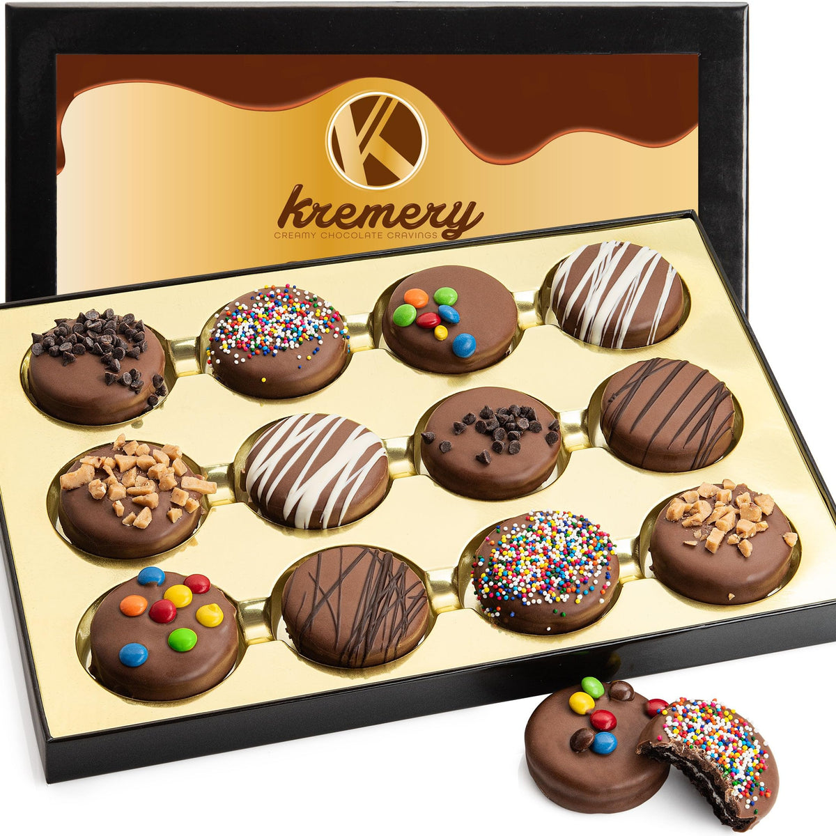 Nut Cravings Kremery cookies covered in chocolate for a premium tasting gift.