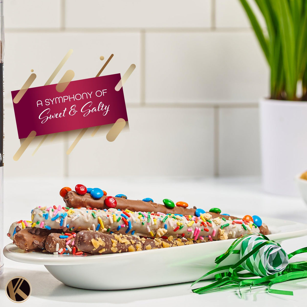 Nut Cravings KREMERY dark chocolate dip on pretzels for depth of flavor