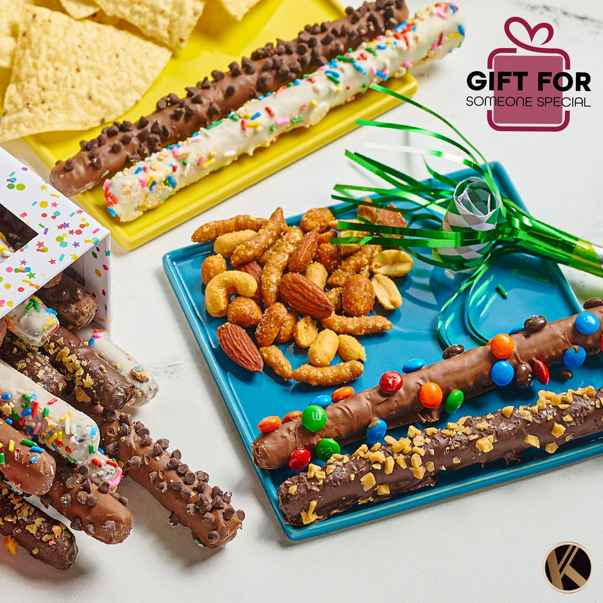 Nut Cravings KREMERY milk chocolate dip on pretzels for a creamy bite