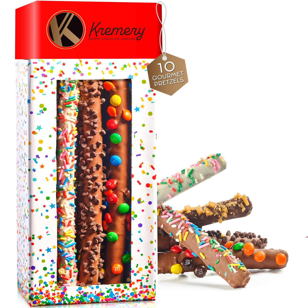 Nut Cravings KREMERY pretzel rods with chocolate coating, perfect for sharing