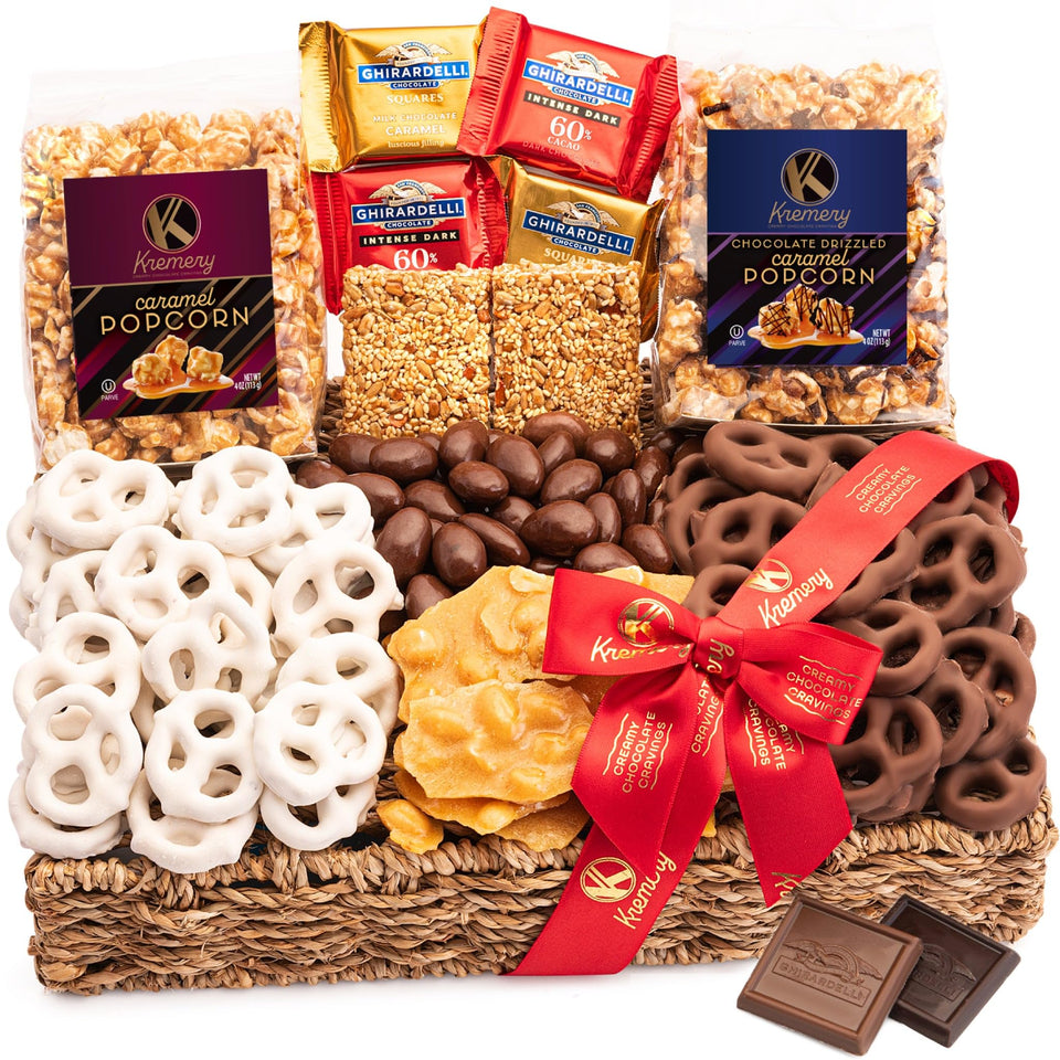 Nut Cravings KREMERY seagrass tray with ribbon, ideal for gifting