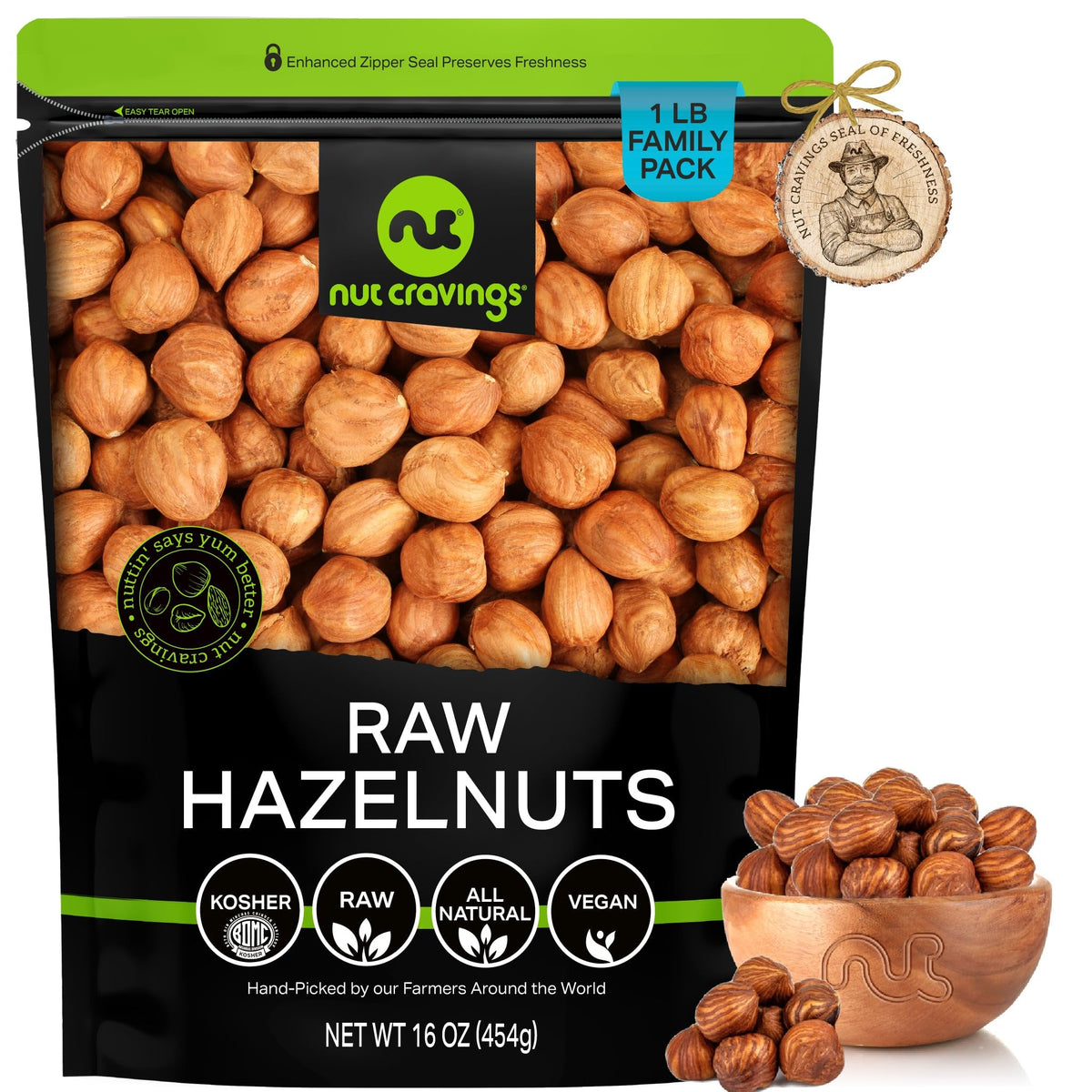 Nut Cravings raw hazelnuts from Oregon, delicious for snacking.
