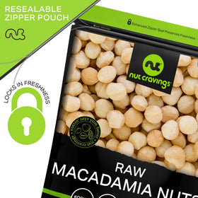 Nut Cravings resealable bag preserves freshness after opening